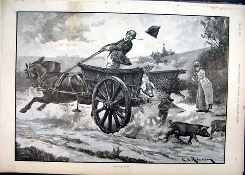 Old antique print - old,