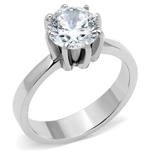 Ladies solitaire ring silver - ladies,