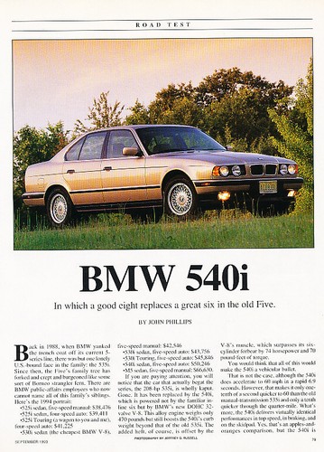 1993 bmw 540i road test - test,