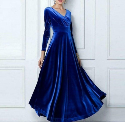 Women gold velvet long dress - women's,