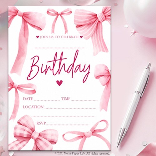 50x pink bow theme - 10,