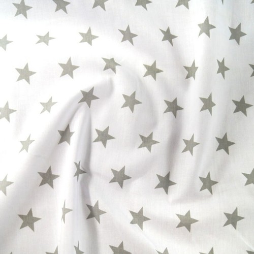 Grey star polycotton fabric - grey,