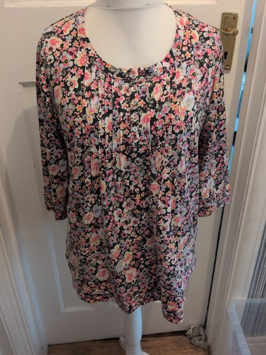 Cotton traders black floral - cotton,
