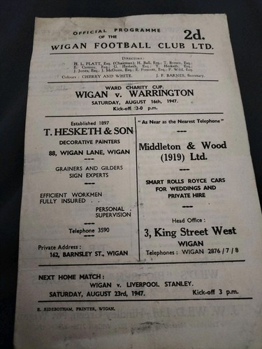 Vintage rugby league - rugby, programme