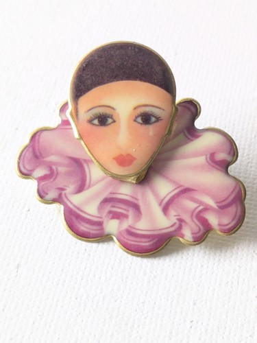Vintage gold tone clown brooch - vintage,