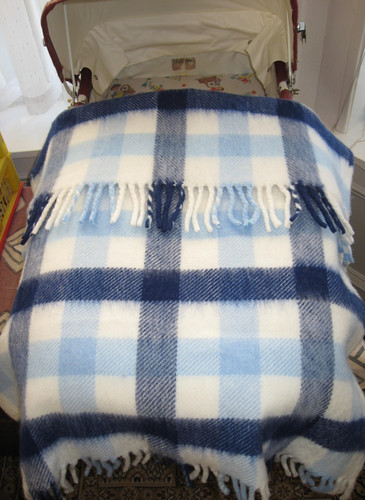 Vintage pram rug fringed - rug,
