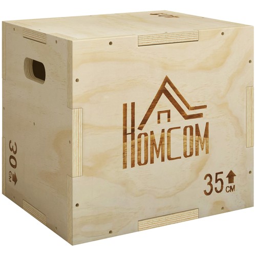 Homcom wooden plyo box - wooden,
