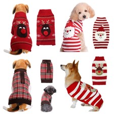 Christmas Pet Dog Cat Puppy Warm Costume Jumper Tops Clothes Elk Knitted Sweater