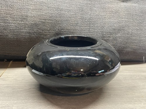 Vintage black pottery planter - vintage,