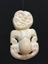 Tiki carved necklace from New Zealand cow bone ethically sourced