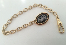 Vintage QE2 Harrods Pocket Watch Chain lapel buttonhole fastener & dog clip gold