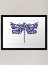 Navy Blue Floral Dragonfly