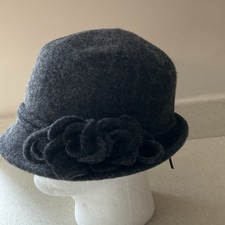 National Trust Grey Wool Winter Ladies Cloche Felt Hat 100% Wool