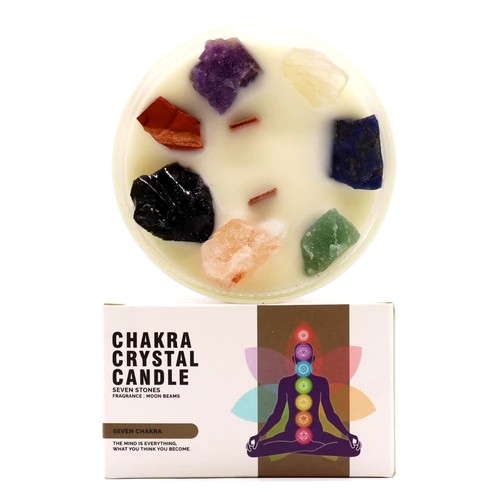 Large chakra crystal candle - chakra,