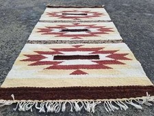 Antique Navajo Hand-woven Native American Gallup Throw Wool Rug 91x48cm