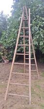 ANTIQUE PAIR OF FRENCH 3 METRE TALL ORCHARD LADDERS