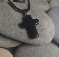 Natural Quartz Crystal Stone Chakra Healing Gemstone Cross Pendant Necklace 