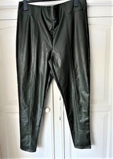 GREEN FAUX LEATHER TROUSERS- Worn Once- Marks & Spencer  & Trendy & Size 20