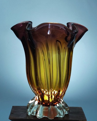 Art glass vase purple - glass,