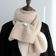 Pure Cashmere Knitted Scarf Winter Warm Premium Neck Scarves Solid Color Shawl 