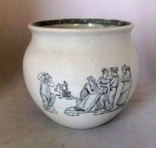 Victorian Blue & White Pottery Jardiniere with Prints of Classical Maidens