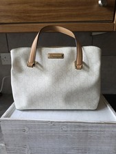 Genuine Calvin Klein Monogram Coated Canvas Tote Bag - Cream/Tan