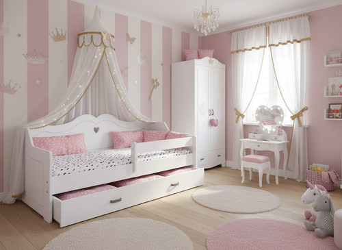 White wooden princess bed - white,