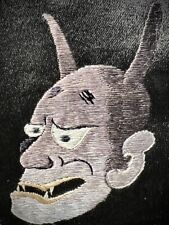 Rare Japanese theatrical black silk obi - kimono sash - with demons