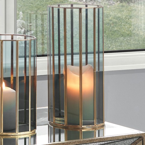 Grey glass hurricane vase - grey,