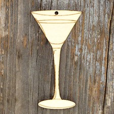 10x Wooden Martini Cocktail Glass Simple Craft Shape 3mm Ply Crockery Drinks