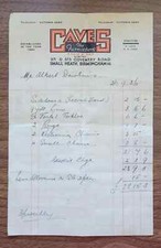 1936 Invoice. Caves, The