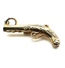 9ct Gold Pistol Pendant 9K Yellow Gold Flintlock Pistol Charm Ornate Gun Charm