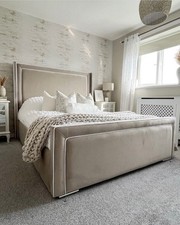 Piping Winged Bed Frame Plush