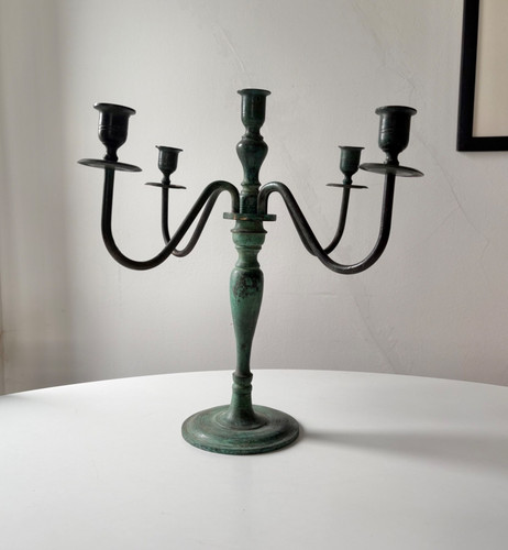 Vintage verdigris candelabra - verdigris, 5