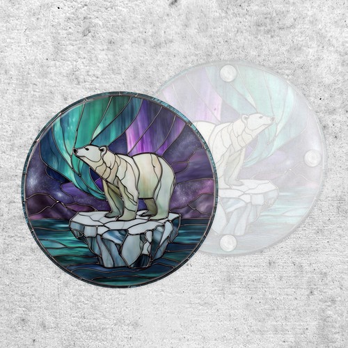 Stained glass polar bear - stained,