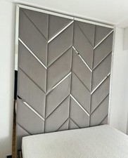 Tall Ceiling Headboard Wall Mount Chevron Panel Design 4ft6 5ft 6ft 80 Inch High