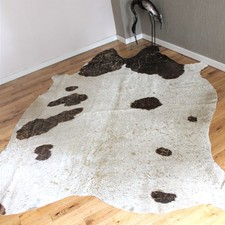 XXL Gold Shimmering Metallic White and Brown Best Quality Brazilian Cowhide Rug