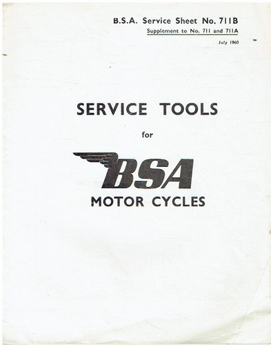 Bsa motor cycle service - motor, tools
