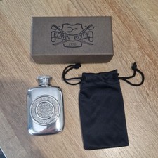 edwin blyde miniture pewter celtic stye hip flask with box and bag