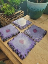 Set of 4 12cm Handmade Resin Coasters blue Purple Heat Resistant Non Slip