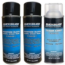 2x Tins Mercury Phantom Black Outboard Marine Spray Paint & Clear Coat Lacquer
