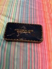 Vintage Jacob & Co’s Biscuits Tin – Dark Blue & Gold Rectangular
