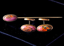 Antique Czech Gold Tone Pink