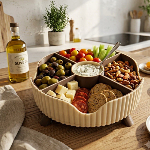 Rotating snack serving tray - rotating,