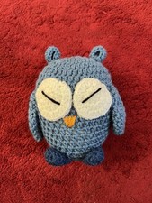 Owl New Crochet Toy Blue 6”/5” Handmade Soft Baby Safe 