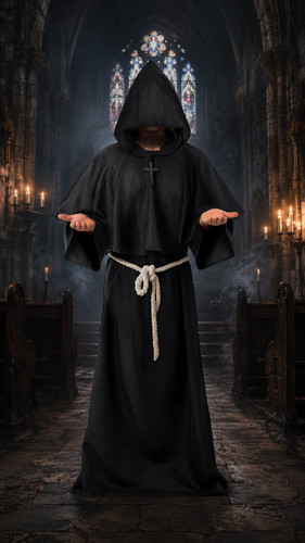 Adult monk costume hooded - monk, robe