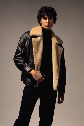 Men black genuine sheepskin - men's,