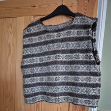 Vintage  100% Wool Multicoloured Knitted Vest - Size Small boiled wool