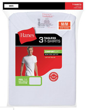 Hanes Mens White Tagless