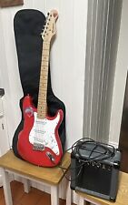 Rockburn Stratocaster Style Electric Guitar With Amplifier,lead,case, Plectrum